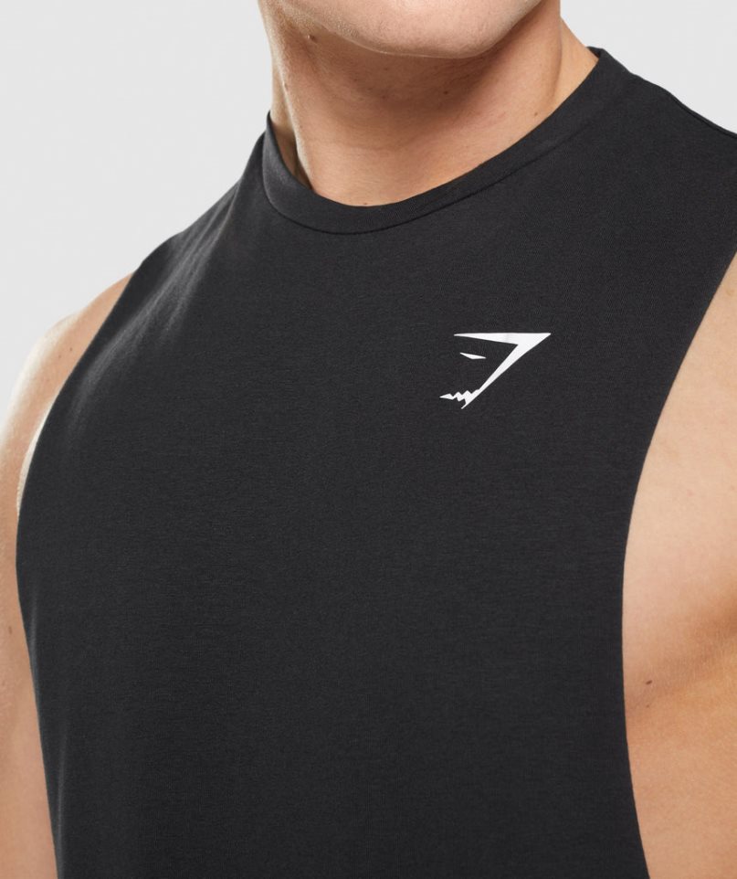 Men's Gymshark Critical 2.0 Drop Arm Tanks Black | CA D586A0